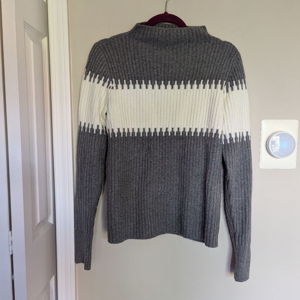 French Connection Gray Striped Sweater